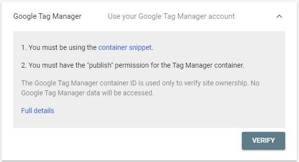 Domeno verefikacija google tag manager pagalba
