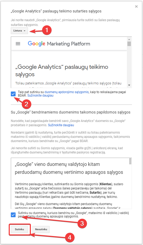 Google analytics pajungimas žingsnis 5
